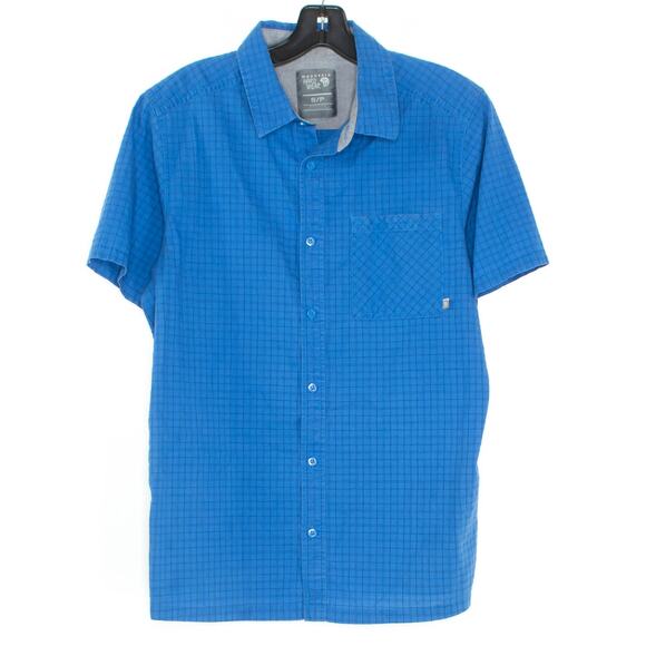 Mountain Hardwear Mens Shirt Button Up Short Sleeve Blue Size Small KR - Picture 1 of 2